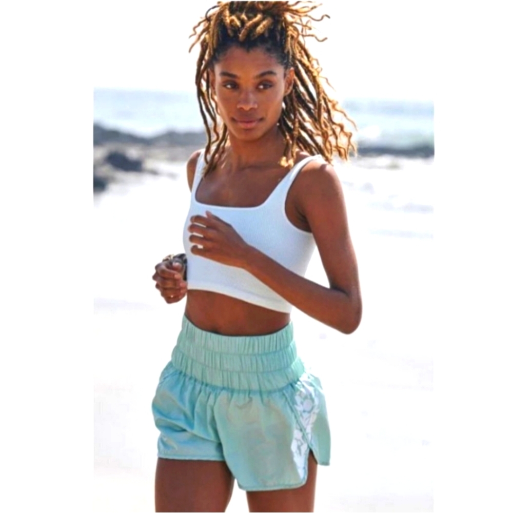 FP Movement by Free People- The Way Home Logo Shorts In Washed Aqua Sz XL